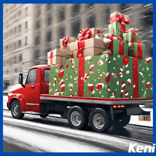 Truck delivery shipping Christmas package